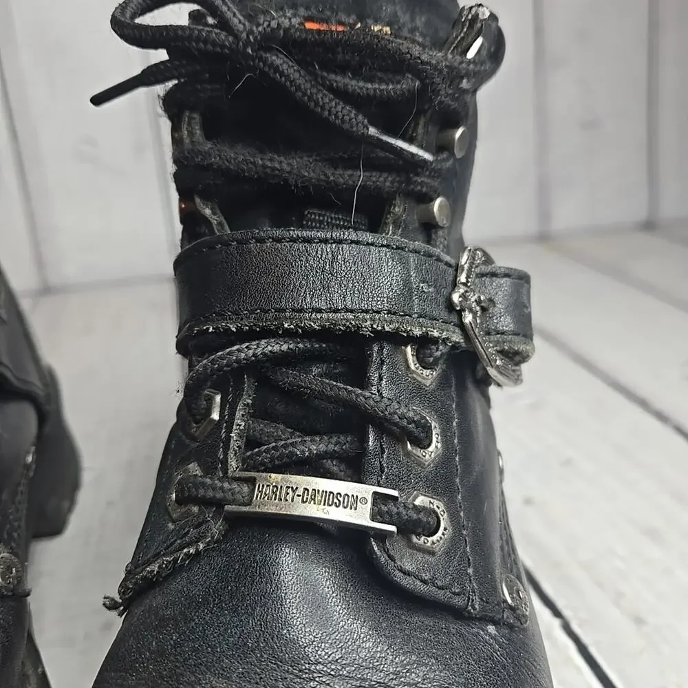 Harley Davidson Faded Glory Boots Women's Size 8.5 Black Leather Buckle 81024 - Picture 4 of 14